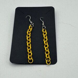 Yellow Chain Drop Earrings With Stainless Steel Hooks